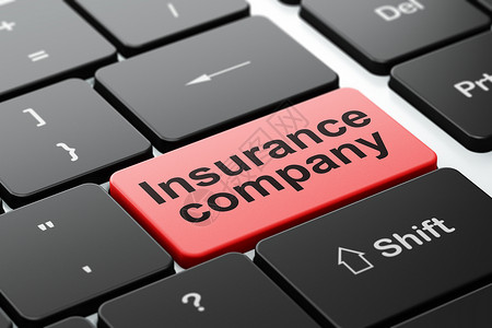 计算机键盘背景上的保险概念保险公司风险钥匙政策合同技术损失按钮红色金融公司背景