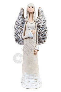 白色背景天使雕像的雕像背景图片