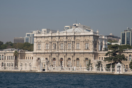 Dolmabahace宫 伊斯坦布尔火鸡建筑学脚凳蓝色建筑风格背景图片