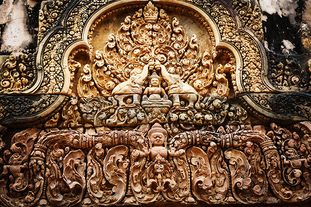 柬埔寨的巴斯救济文化地方浮雕宗教建筑学历史建筑宽慰装饰社会史背景图片