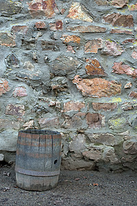 木木桶石头怀旧圆形石墙建筑学古董乡愁石工棕色石方背景图片