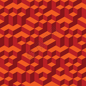 经典红素材红橙色几何体无缝量的格局背景002插画