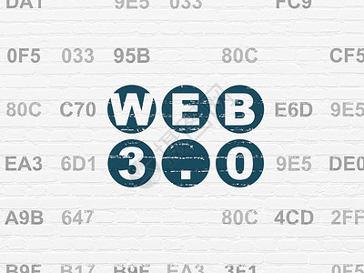 网络设计概念 关于墙壁背景的Web 3 0托管服务器蓝色建筑白色引擎绘画文本代码网页背景图片