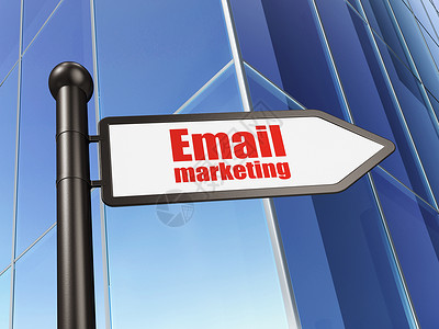 电子邮件营销营销概念 在建筑背景上签署电子邮件促销背景