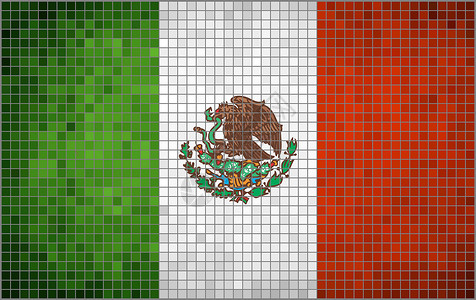 墨西哥广场墨西哥摩萨克旗摘要插画