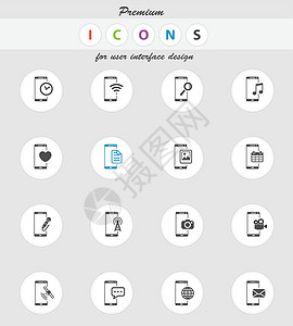 智能手机简单的图标电影音乐服务网站细胞电子邮件信封视频演讲数据背景图片