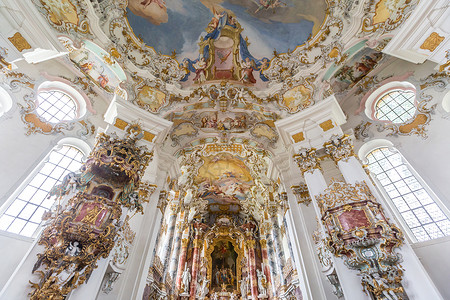 维斯朝圣教堂观光欧洲高清图片