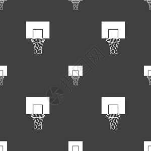 篮球篮板图标标志 灰色背景上的无缝模式 韦克托游戏篮子团队分数运动插图娱乐竞赛背景图片