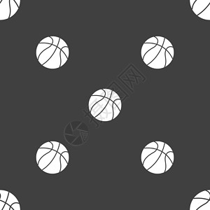篮球图标标志 灰色背景上的无缝模式 韦克托活动学校分数游戏收藏剪影徽章运动娱乐插图背景图片