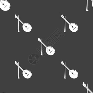 巴拉莱卡琴图标标志 灰色背景上的无缝模式 韦克托娱乐音乐音乐会细绳乐器民间历史等距传统国家背景图片