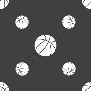 篮球图标标志 灰色背景上的无缝模式 韦克托收藏活动学校插图娱乐游戏竞赛徽章分数运动背景图片