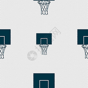 篮球篮板图标标志 具有几何纹理的无缝模式 韦克托插图运动团队篮子分数游戏竞赛娱乐背景图片