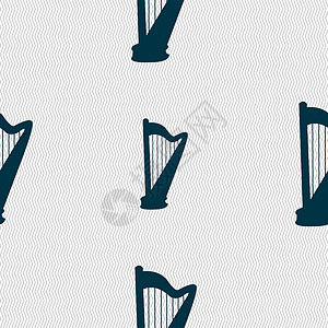 Harpha 图标符号 无缝模式带有几何纹理 矢量音乐会字形交响乐音乐乐器插图象形艺术文字夹子背景图片