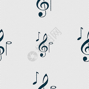 音符图标标志 具有几何纹理的无缝模式 韦克托笔记低音颤声夹子插图艺术旋律钩针床单高音背景图片