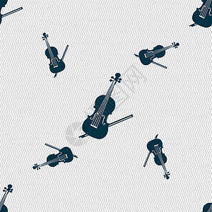 音乐模式小提琴图标标志 具有几何纹理的无缝模式 韦克托中提琴乐器插图乐队音乐古董艺术笔记音乐家娱乐插画