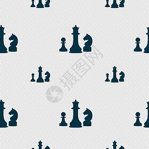 国际象棋游戏图标标志 具有几何纹理的无缝模式 韦克托国王主教智力用户战略网络运动战术棋盘女王背景图片