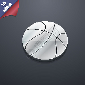 篮球图标符号  3D 风格 时尚现代设计 为您的文本 Vecto 提供空间游戏团队学校活动运动娱乐插图竞赛徽章分数背景图片
