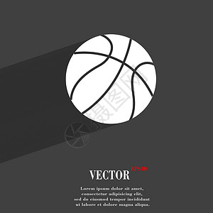篮球符号平面现代网页设计与长长的阴影和空间为您的文本 韦克托运动游戏竞赛团队学校活动插图分数剪影娱乐背景图片