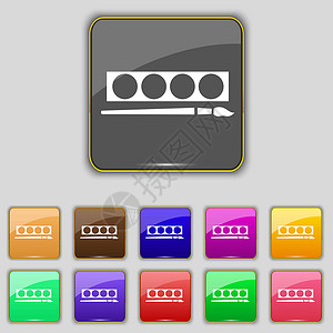 用调色板图标符号绘制画笔 设置为您网站的11个彩色按钮 矢量背景图片