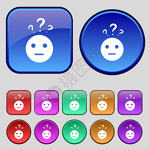 问号脸问号和图标符号 一套十二个复古按钮为您的设计 韦克托插画