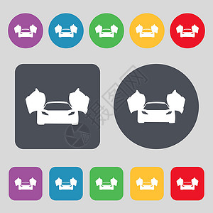 科夫运动车图标符号 一组有12色按钮 平面设计 矢量设计图片