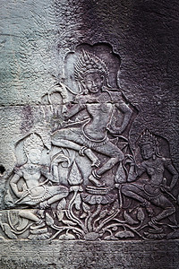 柬埔寨的巴斯救济外观石材宗教地方宽慰社会史雕刻艺术砂岩浮雕背景图片
