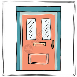 门做造型素材旧门插图向量 特写木做涂鸦窗户收藏绘画门把手房子房间艺术漫画门户网站插画