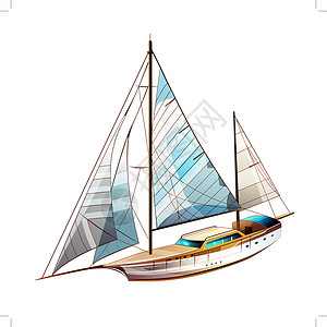 塑料船航行游艇说明海洋插图发动机血管帆船钓鱼艺术快艇船运塑料插画