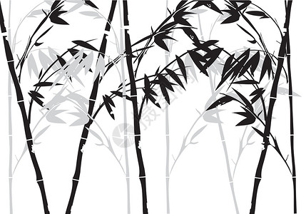 竹子插图幸福植物书法木头叶子森林文化墨水刷子背景图片