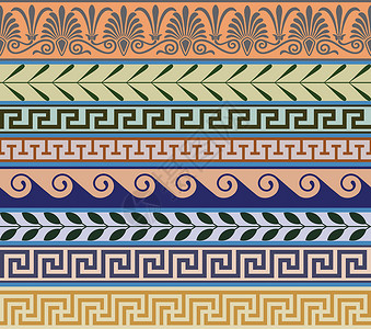古希腊设计横幅建筑学插图古董装饰风格线条装饰品背景图片