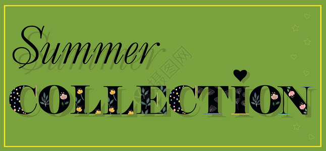给夏日收藏作记号 黑花信风格装饰品字母字体艺术衣服复古时尚潮人花朵背景图片