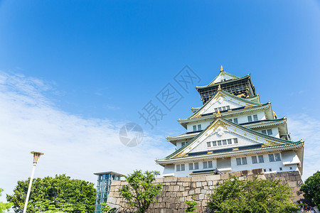 大阪城堡地标观光吸引力公园历史堡垒建筑旅行场景风景背景图片