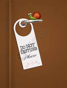 不要打扰门上的标志明信片酒店卡通片插图卡片公告蜗牛背景图片
