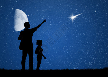 流星蓝色男人插图孩子们望远镜天文学天空高清图片
