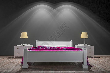 壁画背景插图空白广告卧室地面双人床小样嘲笑房间背景图片