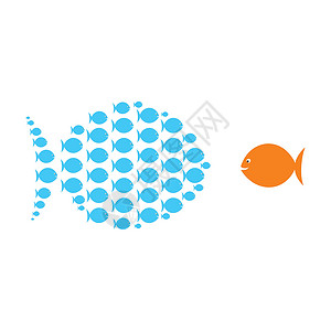 一群小鱼联合大鱼概念设计 vecto背景图片