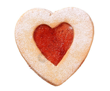 心形短面包饼干糖粉小吃糖霜醋栗食物甜点红色糕点背景图片