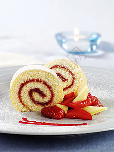 草莓瑞士卷瑞士卷糖果水果食物蛋糕甜点背景