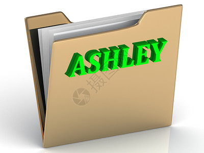 ASHLEY-金色文书折页上的亮绿色字母背景图片