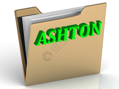 ASHTON-金色文书折页上的亮绿色字母背景图片