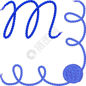 藤条编织字母 M 字母字体矢量 - 线 绳 电缆设计图片