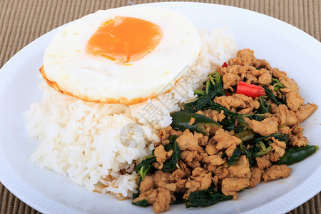 炒鸡 烤肉和煎蛋 炸熟了食物味道烹饪美食油炸菜单街道胡椒蔬菜盘子背景图片