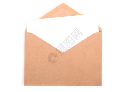 以带有剪贴片的白色背景上孤立的字母信封邮件棕色邮政空白文档商业黄色背景图片