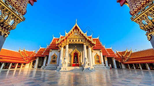 Marble寺庙 泰国曼谷码头建筑学艺术天空游客宗教建筑旅游教会金子文化背景图片