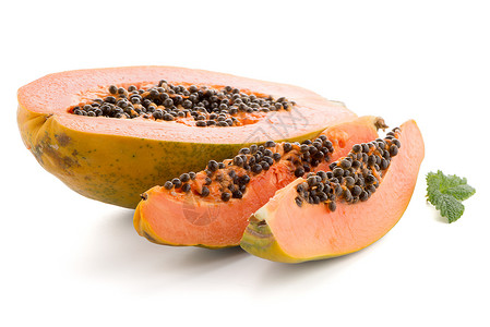 新鲜而美味的木瓜甜点情调饮食维生素裂缝橙子热带摸索水果异国背景图片