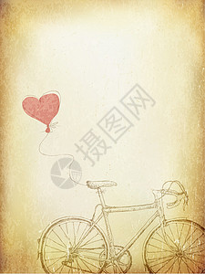 老来娇用自行车和爱心环形灯来说明古老的情人节插画