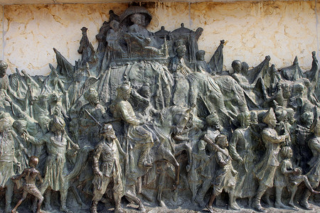 维多利亚纪念堂在加尔各答维多利亚纪念大楼的青铜纪念板面板建筑学古董纪念碑雕刻大厅旅游历史地标女王艺术家背景