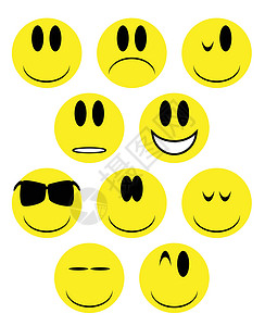 黄脸图标电脑艺术品微笑黄色漫画绘画收藏夹子快乐情感插画