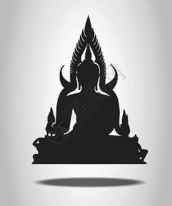 白色背景上的佛剪影宗教寺庙黑色精神上帝插图文化插画