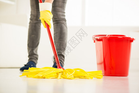 清洁家庭家居擦洗防护房子洗涤拖把主妇清洁工水平房间背景图片